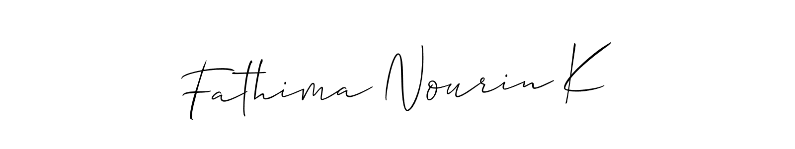 Make a beautiful signature design for name Fathima Nourin K. With this signature (Allison_Script) style, you can create a handwritten signature for free. Fathima Nourin K signature style 2 images and pictures png