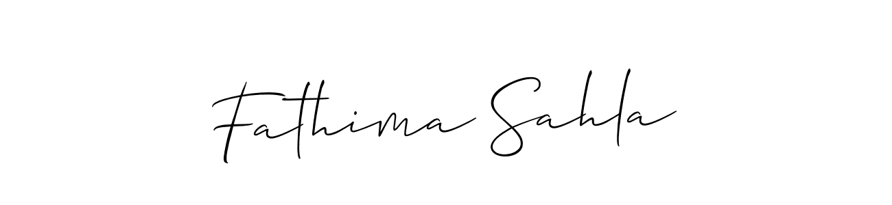 How to make Fathima Sahla name signature. Use Allison_Script style for creating short signs online. This is the latest handwritten sign. Fathima Sahla signature style 2 images and pictures png