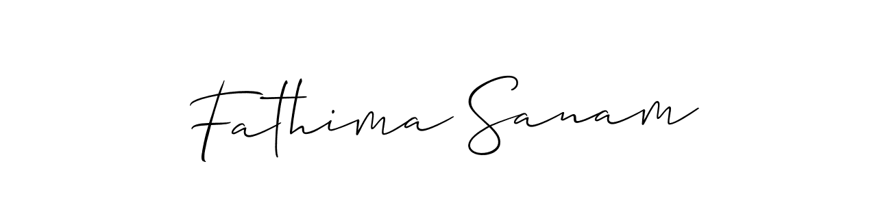 Make a beautiful signature design for name Fathima Sanam. With this signature (Allison_Script) style, you can create a handwritten signature for free. Fathima Sanam signature style 2 images and pictures png