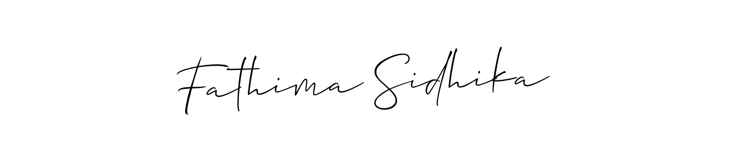 How to make Fathima Sidhika name signature. Use Allison_Script style for creating short signs online. This is the latest handwritten sign. Fathima Sidhika signature style 2 images and pictures png