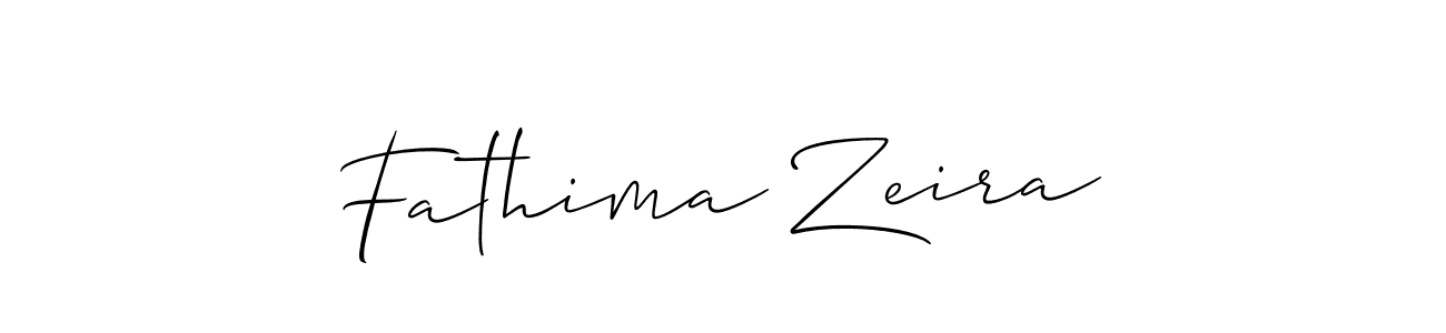The best way (Allison_Script) to make a short signature is to pick only two or three words in your name. The name Fathima Zeira include a total of six letters. For converting this name. Fathima Zeira signature style 2 images and pictures png