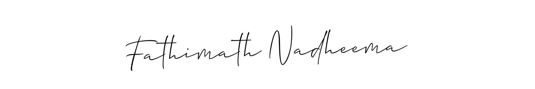 How to make Fathimath Nadheema name signature. Use Allison_Script style for creating short signs online. This is the latest handwritten sign. Fathimath Nadheema signature style 2 images and pictures png