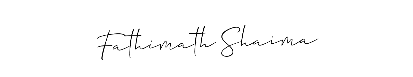 How to make Fathimath Shaima name signature. Use Allison_Script style for creating short signs online. This is the latest handwritten sign. Fathimath Shaima signature style 2 images and pictures png