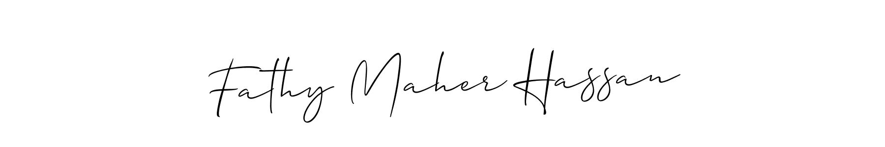 How to make Fathy Maher Hassan name signature. Use Allison_Script style for creating short signs online. This is the latest handwritten sign. Fathy Maher Hassan signature style 2 images and pictures png