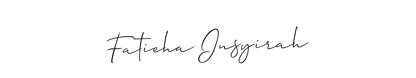 Use a signature maker to create a handwritten signature online. With this signature software, you can design (Allison_Script) your own signature for name Fatieha Insyirah. Fatieha Insyirah signature style 2 images and pictures png