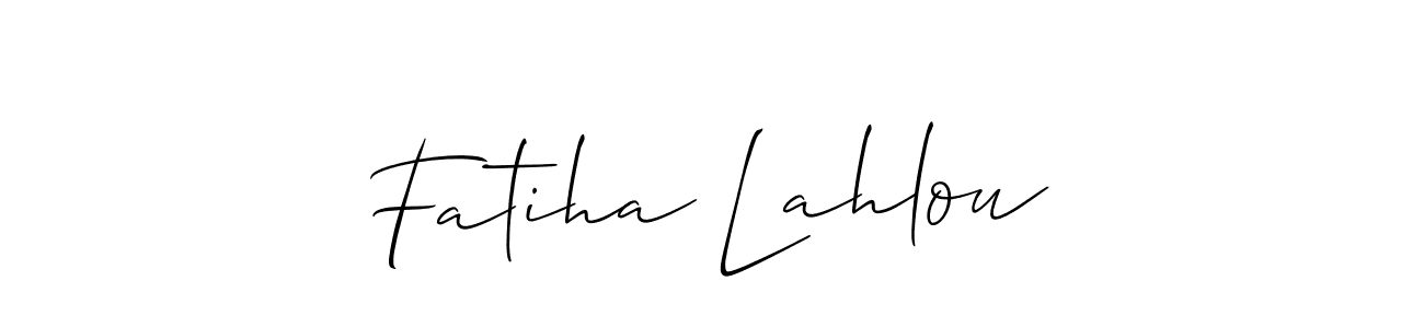 Make a short Fatiha Lahlou signature style. Manage your documents anywhere anytime using Allison_Script. Create and add eSignatures, submit forms, share and send files easily. Fatiha Lahlou signature style 2 images and pictures png