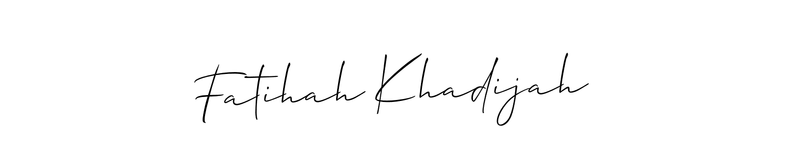 Make a beautiful signature design for name Fatihah Khadijah. With this signature (Allison_Script) style, you can create a handwritten signature for free. Fatihah Khadijah signature style 2 images and pictures png