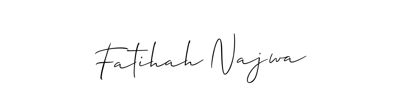 The best way (Allison_Script) to make a short signature is to pick only two or three words in your name. The name Fatihah Najwa include a total of six letters. For converting this name. Fatihah Najwa signature style 2 images and pictures png