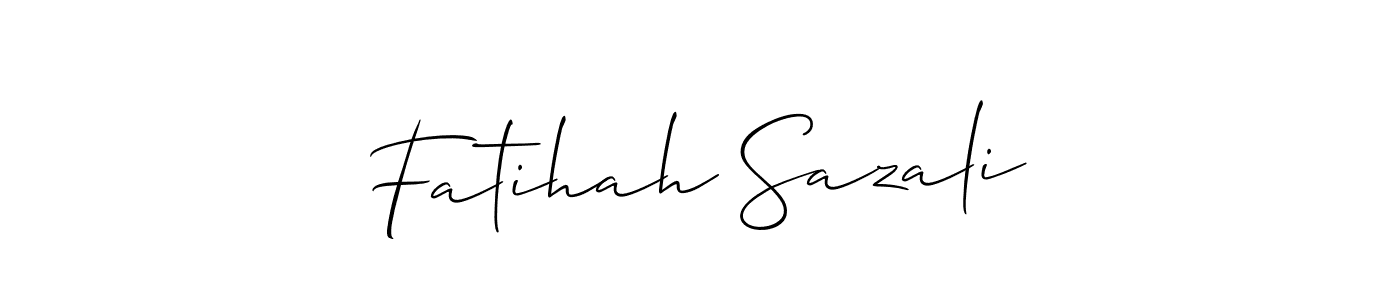 if you are searching for the best signature style for your name Fatihah Sazali. so please give up your signature search. here we have designed multiple signature styles  using Allison_Script. Fatihah Sazali signature style 2 images and pictures png