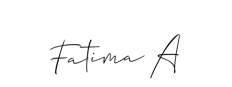 Use a signature maker to create a handwritten signature online. With this signature software, you can design (Allison_Script) your own signature for name Fatima A. Fatima A signature style 2 images and pictures png