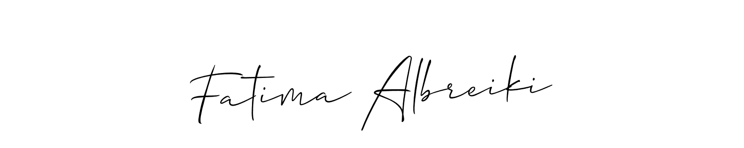 Use a signature maker to create a handwritten signature online. With this signature software, you can design (Allison_Script) your own signature for name Fatima Albreiki. Fatima Albreiki signature style 2 images and pictures png