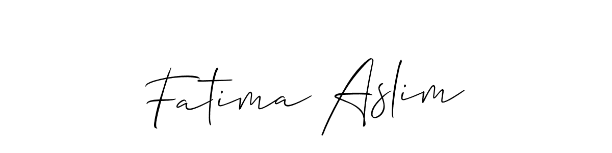 Make a beautiful signature design for name Fatima Aslim. With this signature (Allison_Script) style, you can create a handwritten signature for free. Fatima Aslim signature style 2 images and pictures png