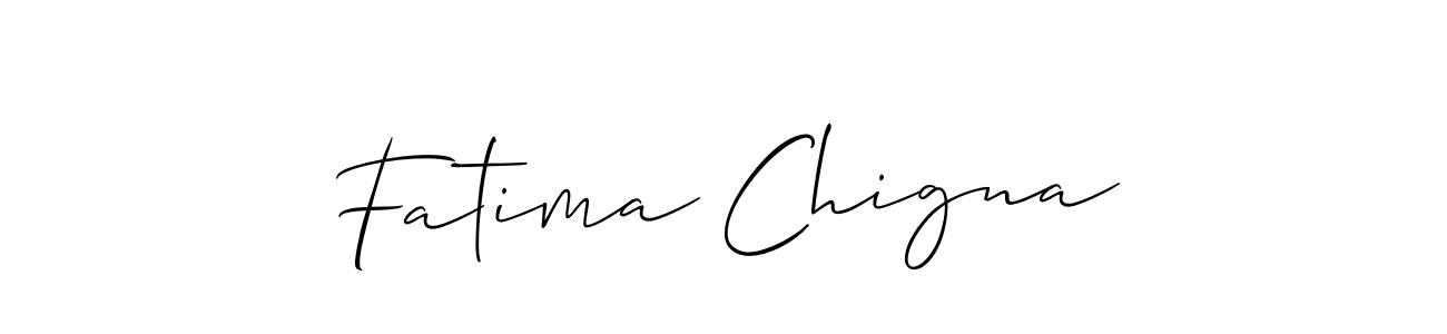 How to make Fatima Chigna name signature. Use Allison_Script style for creating short signs online. This is the latest handwritten sign. Fatima Chigna signature style 2 images and pictures png