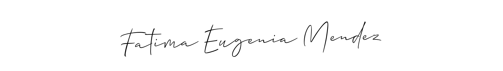 This is the best signature style for the Fatima Eugenia Mendez name. Also you like these signature font (Allison_Script). Mix name signature. Fatima Eugenia Mendez signature style 2 images and pictures png