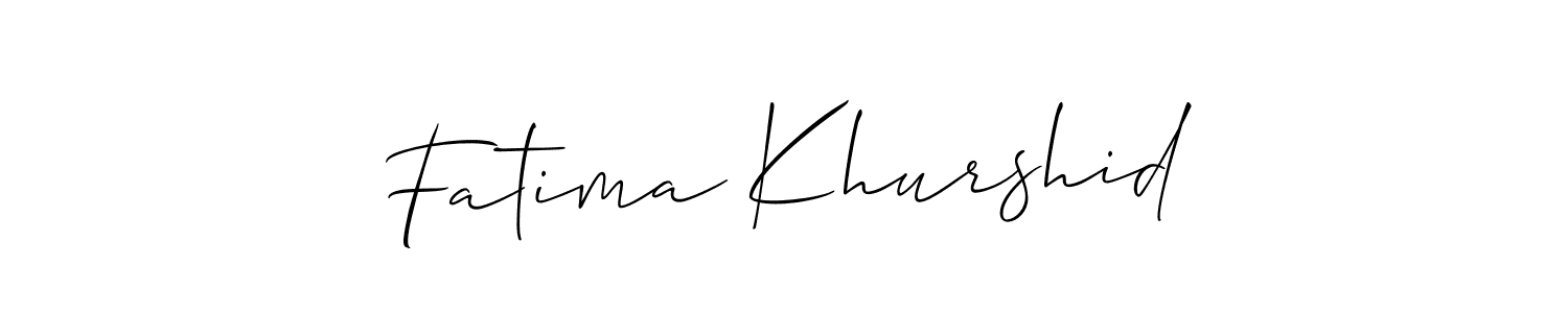 Use a signature maker to create a handwritten signature online. With this signature software, you can design (Allison_Script) your own signature for name Fatima Khurshid. Fatima Khurshid signature style 2 images and pictures png