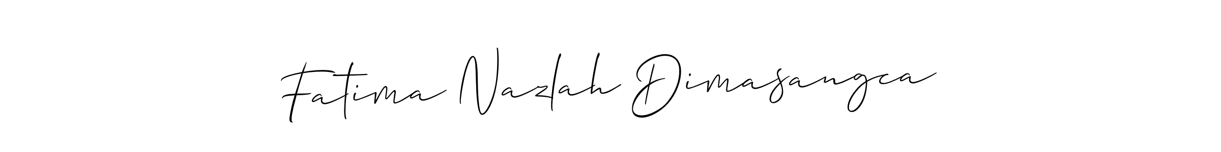 Also You can easily find your signature by using the search form. We will create Fatima Nazlah Dimasangca name handwritten signature images for you free of cost using Allison_Script sign style. Fatima Nazlah Dimasangca signature style 2 images and pictures png