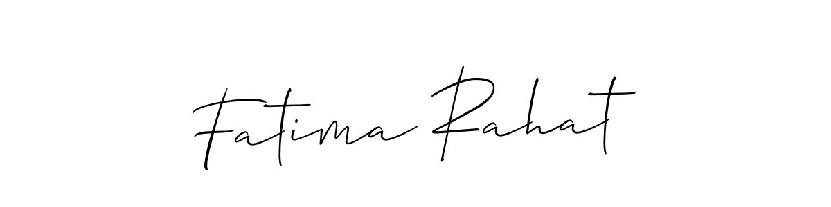 Make a beautiful signature design for name Fatima Rahat. With this signature (Allison_Script) style, you can create a handwritten signature for free. Fatima Rahat signature style 2 images and pictures png