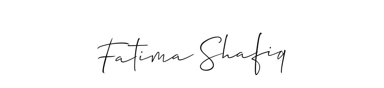 The best way (Allison_Script) to make a short signature is to pick only two or three words in your name. The name Fatima Shafiq include a total of six letters. For converting this name. Fatima Shafiq signature style 2 images and pictures png