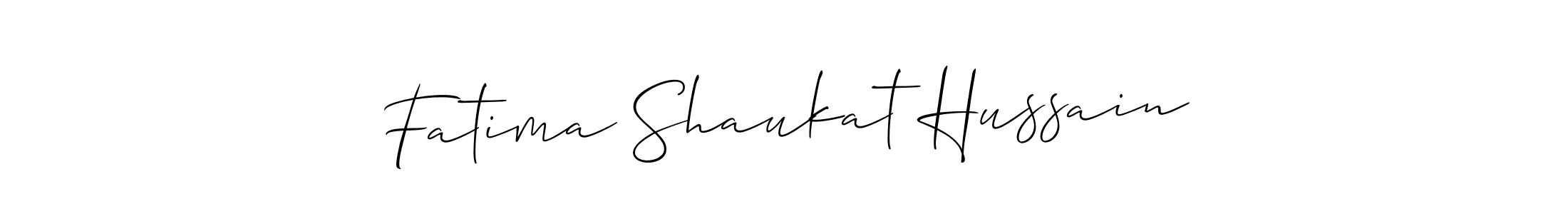 Create a beautiful signature design for name Fatima Shaukat Hussain. With this signature (Allison_Script) fonts, you can make a handwritten signature for free. Fatima Shaukat Hussain signature style 2 images and pictures png