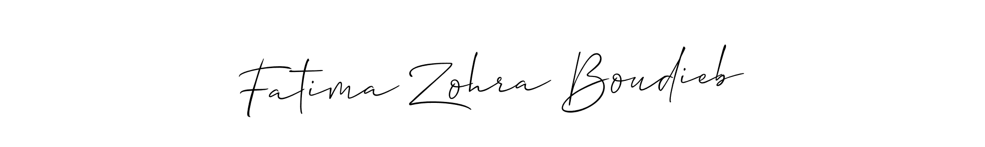 Make a short Fatima Zohra Boudieb signature style. Manage your documents anywhere anytime using Allison_Script. Create and add eSignatures, submit forms, share and send files easily. Fatima Zohra Boudieb signature style 2 images and pictures png