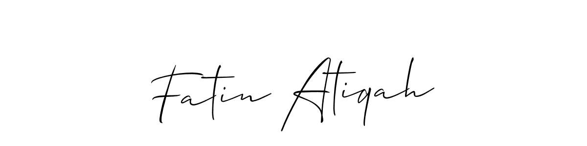 Similarly Allison_Script is the best handwritten signature design. Signature creator online .You can use it as an online autograph creator for name Fatin Atiqah. Fatin Atiqah signature style 2 images and pictures png