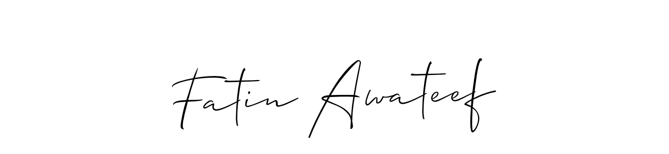 Create a beautiful signature design for name Fatin Awateef. With this signature (Allison_Script) fonts, you can make a handwritten signature for free. Fatin Awateef signature style 2 images and pictures png