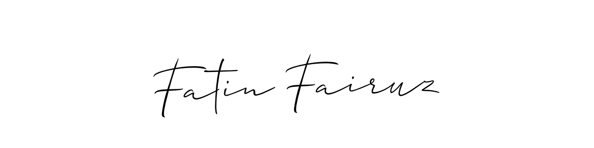 if you are searching for the best signature style for your name Fatin Fairuz. so please give up your signature search. here we have designed multiple signature styles  using Allison_Script. Fatin Fairuz signature style 2 images and pictures png
