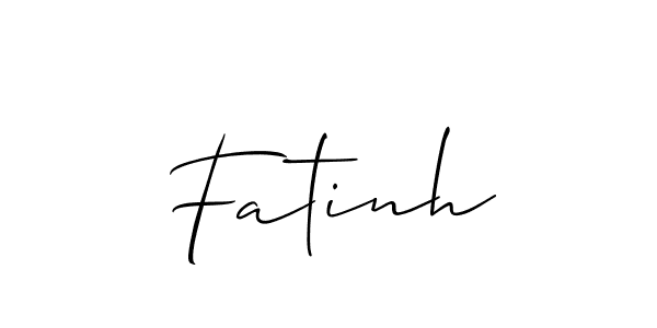 Use a signature maker to create a handwritten signature online. With this signature software, you can design (Allison_Script) your own signature for name Fatinh. Fatinh signature style 2 images and pictures png