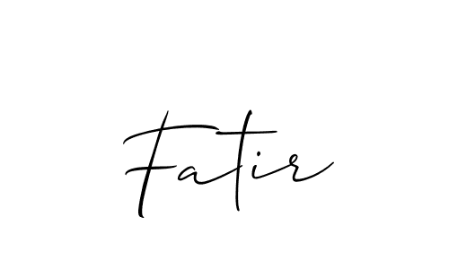 The best way (Allison_Script) to make a short signature is to pick only two or three words in your name. The name Fatir include a total of six letters. For converting this name. Fatir signature style 2 images and pictures png