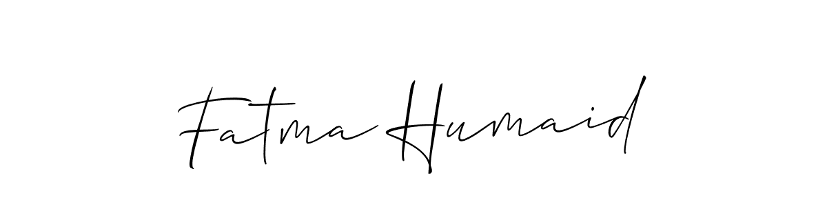 Use a signature maker to create a handwritten signature online. With this signature software, you can design (Allison_Script) your own signature for name Fatma Humaid. Fatma Humaid signature style 2 images and pictures png