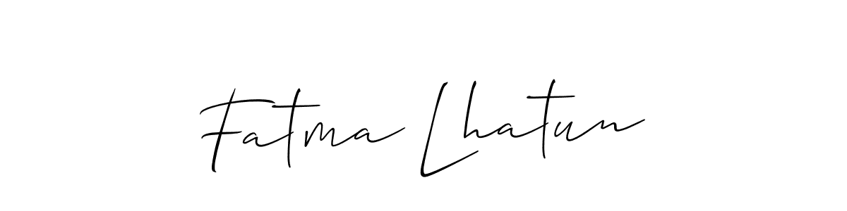 if you are searching for the best signature style for your name Fatma Lhatun. so please give up your signature search. here we have designed multiple signature styles  using Allison_Script. Fatma Lhatun signature style 2 images and pictures png