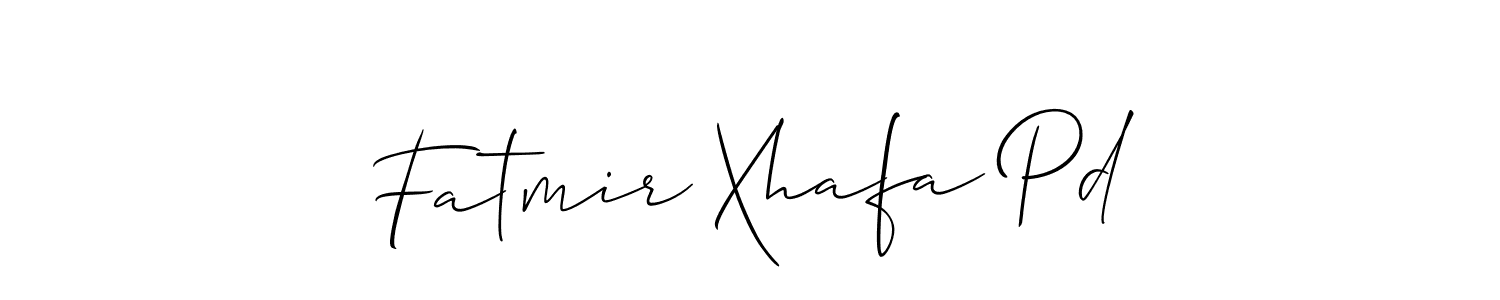 Allison_Script is a professional signature style that is perfect for those who want to add a touch of class to their signature. It is also a great choice for those who want to make their signature more unique. Get Fatmir Xhafa Pd name to fancy signature for free. Fatmir Xhafa Pd signature style 2 images and pictures png
