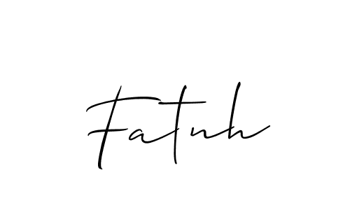 Use a signature maker to create a handwritten signature online. With this signature software, you can design (Allison_Script) your own signature for name Fatnh. Fatnh signature style 2 images and pictures png