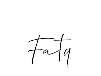 Design your own signature with our free online signature maker. With this signature software, you can create a handwritten (Allison_Script) signature for name Fatq. Fatq signature style 2 images and pictures png