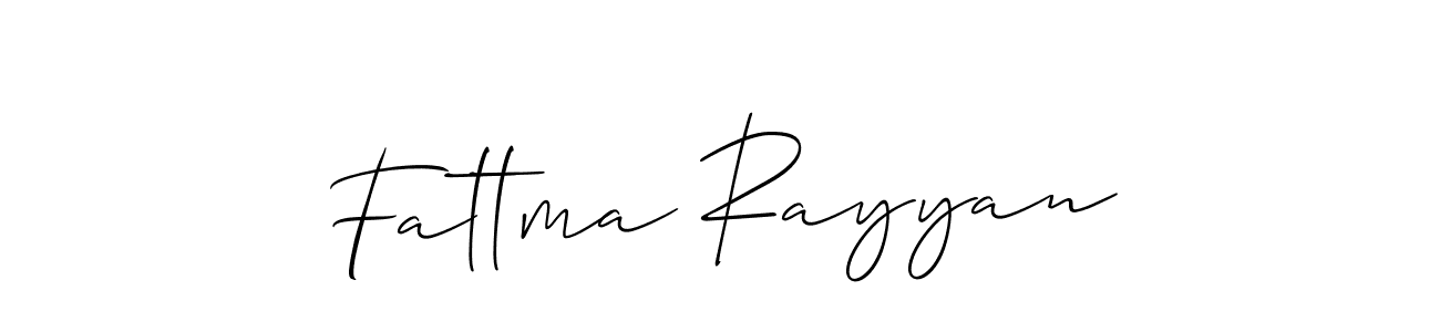 How to make Fattma Rayyan name signature. Use Allison_Script style for creating short signs online. This is the latest handwritten sign. Fattma Rayyan signature style 2 images and pictures png