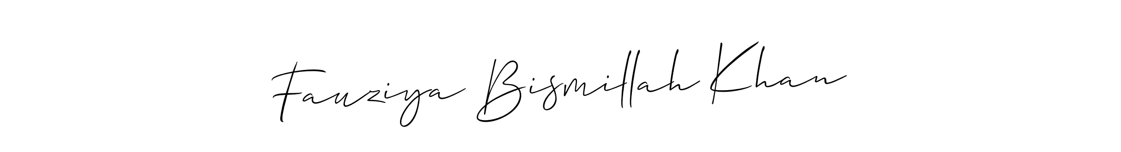 Also You can easily find your signature by using the search form. We will create Fauziya Bismillah Khan name handwritten signature images for you free of cost using Allison_Script sign style. Fauziya Bismillah Khan signature style 2 images and pictures png