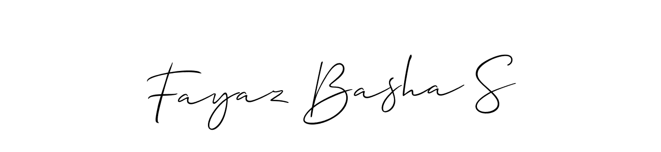 How to make Fayaz Basha S name signature. Use Allison_Script style for creating short signs online. This is the latest handwritten sign. Fayaz Basha S signature style 2 images and pictures png