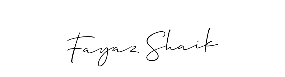 Make a beautiful signature design for name Fayaz Shaik. With this signature (Allison_Script) style, you can create a handwritten signature for free. Fayaz Shaik signature style 2 images and pictures png