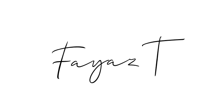 Similarly Allison_Script is the best handwritten signature design. Signature creator online .You can use it as an online autograph creator for name Fayaz T. Fayaz T signature style 2 images and pictures png