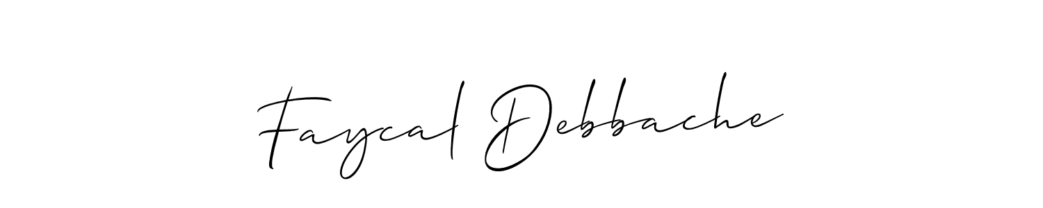 if you are searching for the best signature style for your name Faycal Debbache. so please give up your signature search. here we have designed multiple signature styles  using Allison_Script. Faycal Debbache signature style 2 images and pictures png