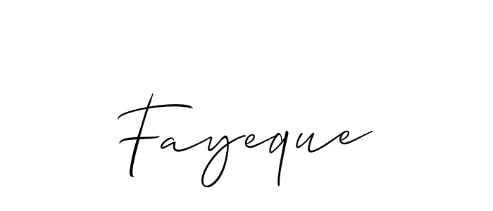 Design your own signature with our free online signature maker. With this signature software, you can create a handwritten (Allison_Script) signature for name Fayeque. Fayeque signature style 2 images and pictures png