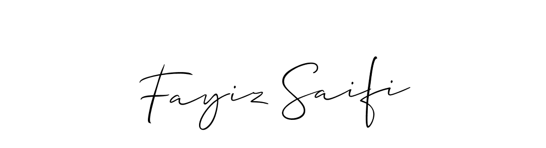 Use a signature maker to create a handwritten signature online. With this signature software, you can design (Allison_Script) your own signature for name Fayiz Saifi. Fayiz Saifi signature style 2 images and pictures png