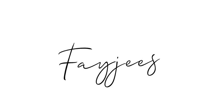 Use a signature maker to create a handwritten signature online. With this signature software, you can design (Allison_Script) your own signature for name Fayjees. Fayjees signature style 2 images and pictures png