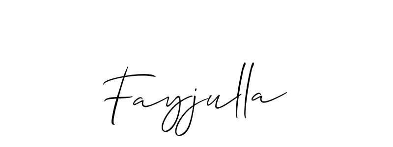 Use a signature maker to create a handwritten signature online. With this signature software, you can design (Allison_Script) your own signature for name Fayjulla. Fayjulla signature style 2 images and pictures png