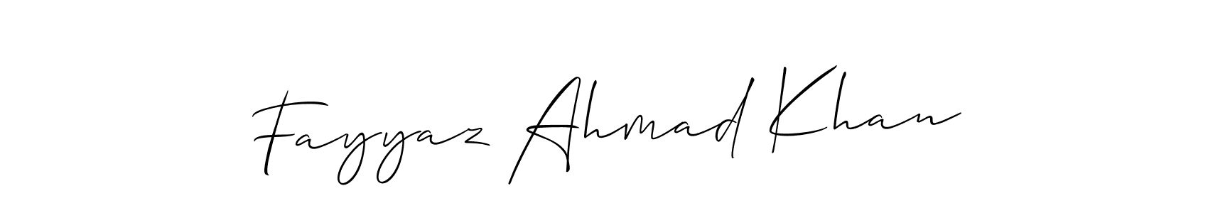 Make a beautiful signature design for name Fayyaz Ahmad Khan. With this signature (Allison_Script) style, you can create a handwritten signature for free. Fayyaz Ahmad Khan signature style 2 images and pictures png