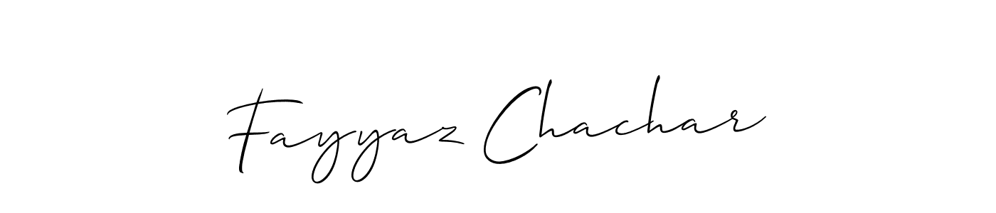 Also You can easily find your signature by using the search form. We will create Fayyaz Chachar name handwritten signature images for you free of cost using Allison_Script sign style. Fayyaz Chachar signature style 2 images and pictures png