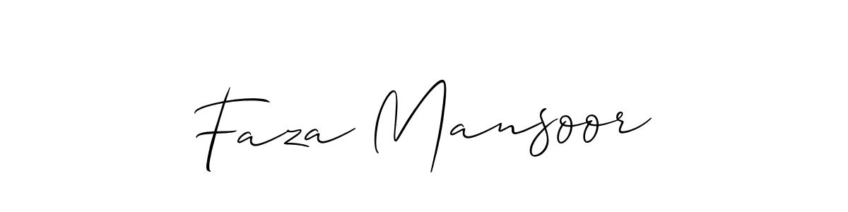 Use a signature maker to create a handwritten signature online. With this signature software, you can design (Allison_Script) your own signature for name Faza Mansoor. Faza Mansoor signature style 2 images and pictures png