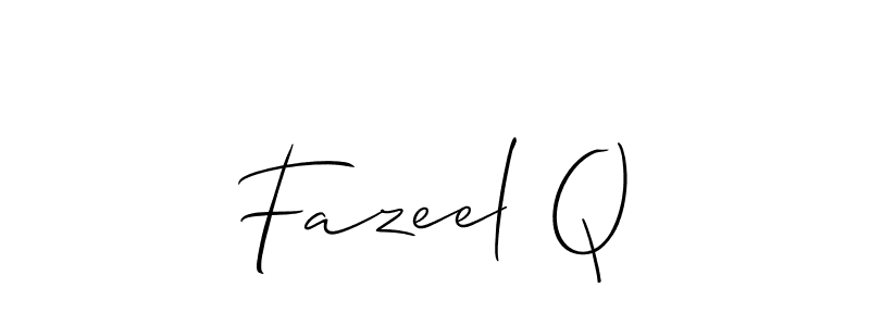 It looks lik you need a new signature style for name Fazeel Q. Design unique handwritten (Allison_Script) signature with our free signature maker in just a few clicks. Fazeel Q signature style 2 images and pictures png