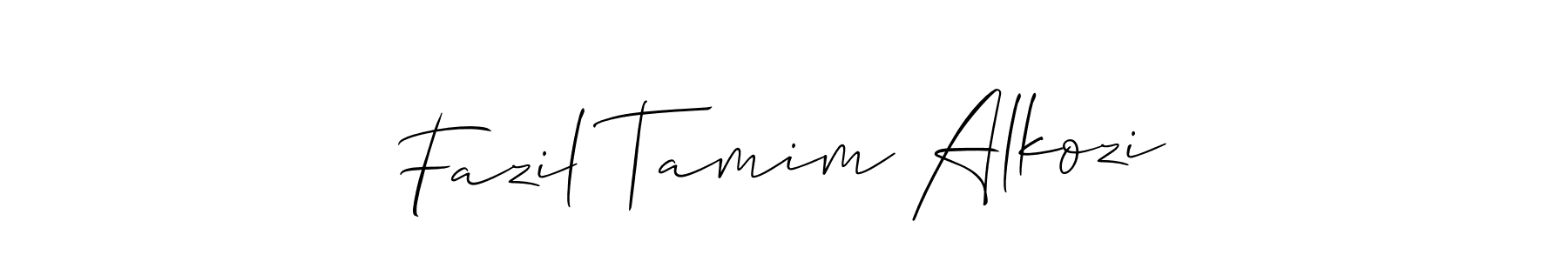 if you are searching for the best signature style for your name Fazil Tamim Alkozi. so please give up your signature search. here we have designed multiple signature styles  using Allison_Script. Fazil Tamim Alkozi signature style 2 images and pictures png