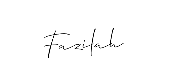 Make a beautiful signature design for name Fazilah. With this signature (Allison_Script) style, you can create a handwritten signature for free. Fazilah signature style 2 images and pictures png